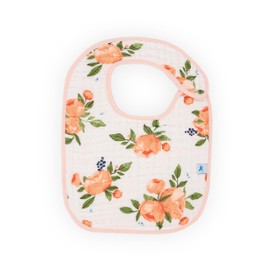 Little Unicorn Premium Classic Bib 3 pack | Adjustable as baby grows | Soft fabric on skin | Great for first time eaters (Watercolor Roses)