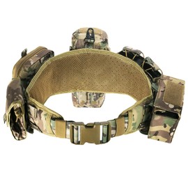 CrogaGear Tactical Battle Belt Duty Belt Quick Release Adjustable Molle Law Enforcement Utility Belt 7 in 1 Set (CP)