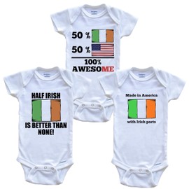 Irish American Baby Bodysuit Bundle (3 Piece Set), 0-3 Months White