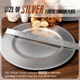 Tomeurperf 10Pcs Silver Charger Plates Bulk Wedding - 13" Premium Silver Chargers for Dinner Plates, Decorative Plate for Events & Parties