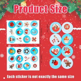 192pcs/16 Sheets Christmas Advent Calendar Stickers, 24 Days Christmas Countdown Number Stickers Gift Tag Labels for DIY Craft Xmas Countdown Decoration (8 Styles)