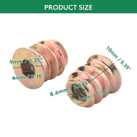 Threaded Inserts for Wood Plastic 20 PCS Metal Screw in Nuts for Furniture Hex Socket Drive Fastener M4x10mm
