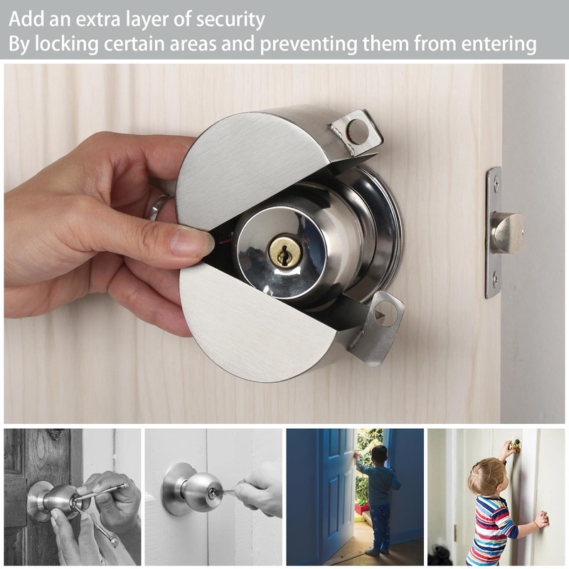 TEMEILI Round Door Handle Lock Cover, Stainless Steel Door Knob