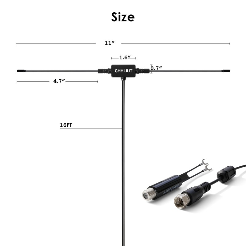 CHHLIUT Universal FM Radio Dipole Antenna, 75 Ohm, 16ft, Screw
