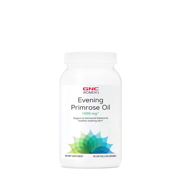 GNC Women's Evening Primrose Oil (EPO) 1300mg, 90 Softgels, Supports Hormonal Balance and Healthy Skin