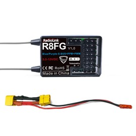 RadioLink R8FG Radio Control Car Prop (RC4GS / RC6GS / RC8X / T8S / T8FB / T12D / T16D Compatible) RadioLink Transmitter Receiver 2.4 GHz 8CH Waterproof IPX4 3ms Response Cable Included Telemetry Function Certified