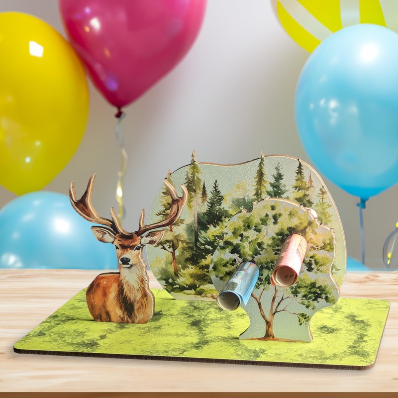 Förster - Hirsch 3D-Holzkarte | Geldgeschenke, Hirsch Deko, Hirschgeweih, Hirsch