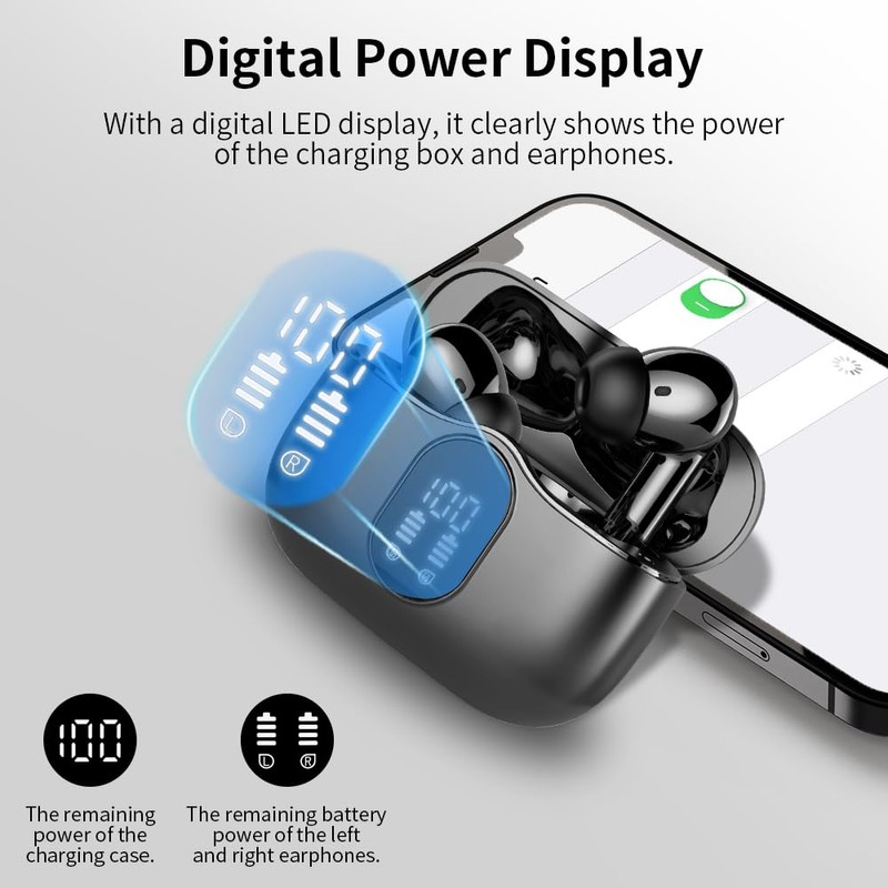 Wireless Earbuds, Bluetooth 5.3 Headphones In Ear with 4 ENC
