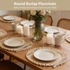 6 Pcs Round Burlap Placemats, 15 Inch Reusable Table Mats,