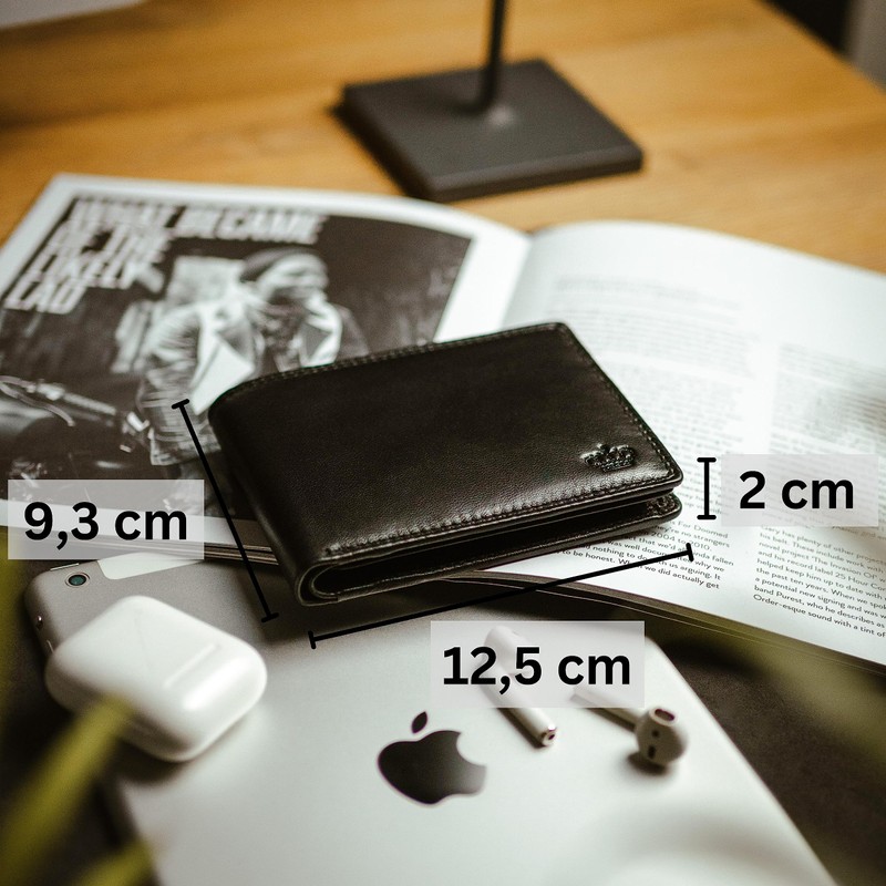 Baur Men's Genuine Leather Wallet with RFID Protection, Landscape Format,