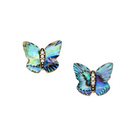 Fossil JF04813710 Women's Earrings Sutton Butterfly Wings Abalone Multi-Coloured, Stainless Steel, No Gemstone
