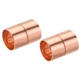 MECCANIXITY Straight Copper Coupling Fittings, 5/8 Inch ID Welding Joint for HVAC Air Conditioner, with Rolled Tube Stop Sweat Ends, Pack of 2
