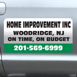 Vehicle Magnets sign With Custom Lettering 12" X 24" (Set of 2) -Landscape, Construction, Handy man, Plumbing, car repair shop-GREEN-BAR