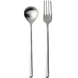 Nagao Long Tail Dinner Spoon Dinner Fork Set, 18-8 Stainless Steel, Matte, Made in Japan