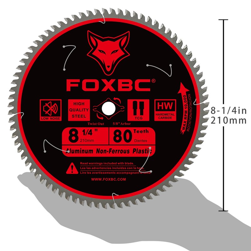 FOXBC 8-1/4 Inch Metal Cutting Table Saw Blade 80-Tooth TCG