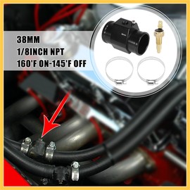 REPAIROCK 1 Set Car Engine Coolant Temperature Sensor Switch Radiator Hose Fitting Adapter 38mm 160'F On-145'F Off Auto Replacement Parts