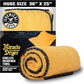 Chemical Guys Toalla de Secado de Microfibra Miracle Dryer, (Ideal para Coches, Camiones, todoterrenos, vehculos recreativos, Motocicletas y ms), Amarilla (36" x 25")