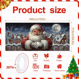 Christmas Garage Door Banner - 7x16 Ft Santa Claus and Snowy Village Holiday Decorations for Garage, Winter Wonderland, Christmas Decorations for Home Exterior, Outdoor Xmas Banner