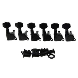KAISH Black 6 Inline Tuning Keys Guitar Tuners Machine Heads for Strat Tele