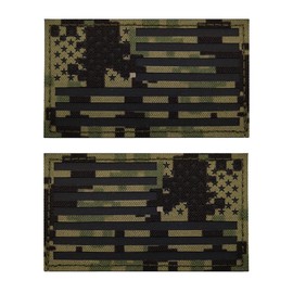 2PCS AliPlus America Flag Patches IR Infrared Reflective Patches Regular and Reverse(Jungle Camou)