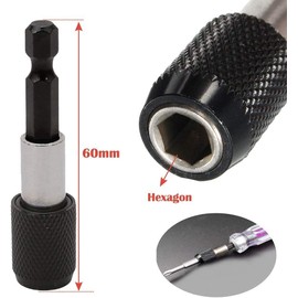 Bestgle 3 Pcs Magnetic Extension Chuck Adapter, 1/4 Inch Hex Shank Quick Release Bar Socket Screwdriver Bit Holder Kit Self-Locking Extension Rod for DIY Woodworking Extending, 60mm Length