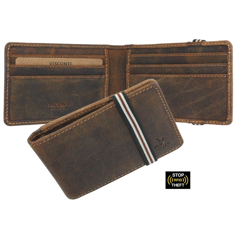 VISCONTI Bandit Collection Leather Card Holder with Elastic Closure RFID