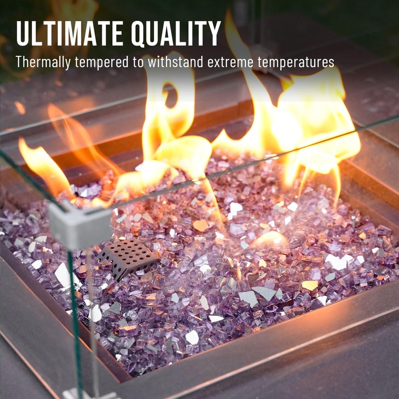 Skyflame 1/4 inch Reflective Fire Pit Glass, High Luster Purple