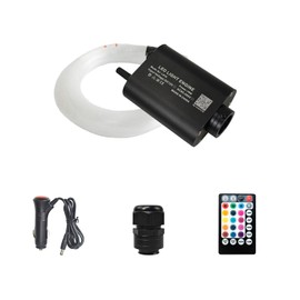 Goldgecko 16W RGBW Fiber Optic Lighting System with Music Rhythm Sync+Wireless Remote+APP Controlled Car/Home Starlights Headliner Kit with 300pcs*0.03in*6.5ft/2m
