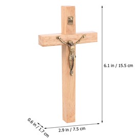 Crucifix Wall Cross: Wooden Catholic Crucifix with Metal Jesus Cross for Wall Decor (15.5x7.5x1.7cm)