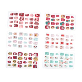 Beavorty 144pcs Girl Nail Tips Full Cover Xmas False Nails Festive Designs for Easy Diy Art for Girls Holiday Celebrations