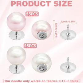 50 Pink White Pearl Buttons, Exquisite Pink Clothespin Decorations for Women, Easy to Use, No Sewing Required, Elegant Decor, Suitable for Shirts, Crafts, Skirts