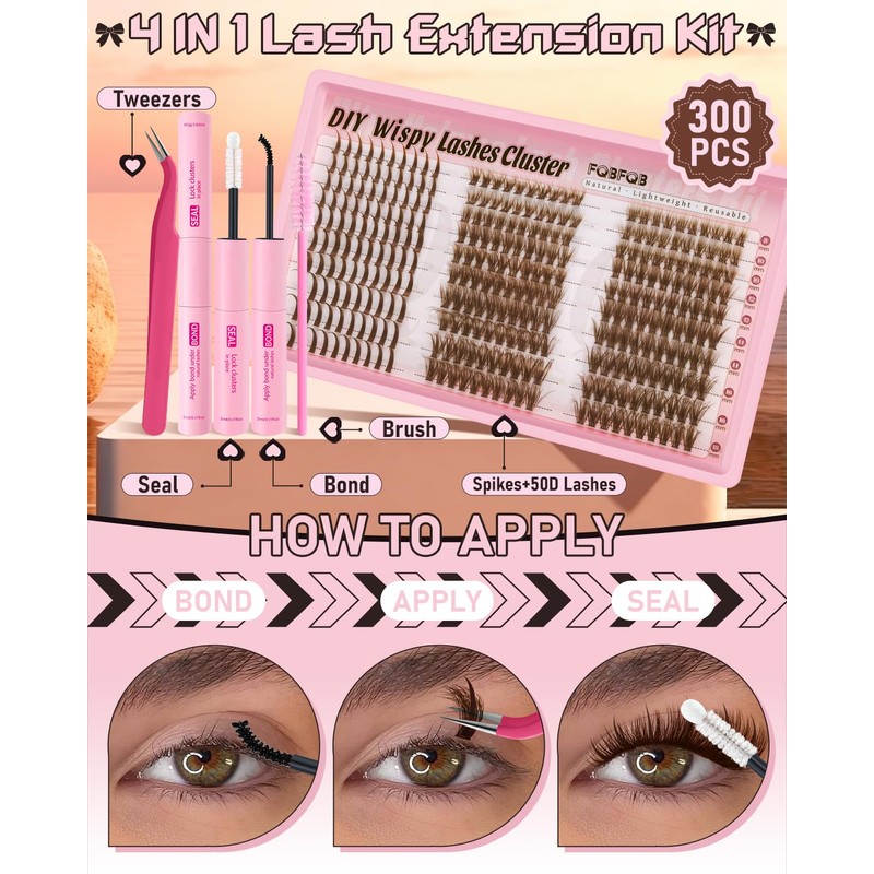 Brown Lash Clusters Kit 50D & Spikes Dark Brown Eyelash