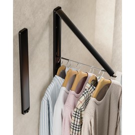 Dr.DJ Clothes Drying Rack Wall Mounted, Retractable & Foldable Clothes Hanger for Laundry Room Organization and Storage, Clothes Hanger Rack for Dorm, Closet, Balcony, Laundry Room(1P, Metal, Black)