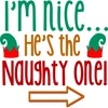 CafePress Im Nice Hes Naughty Elf Hat Round 4" MDF