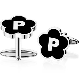 XXKOTWA Initail Cuff Links for Mens French Cuff Drsee Shirts,26 Alphabet Stainless Steel Cufflinks for Men, Business Wedding Shirts A-Z