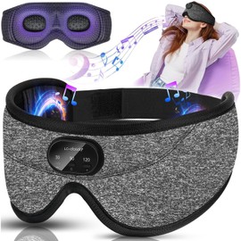 LC-dolida 38 Soothing White Noise Eye Mask Bluetooth Headphones, 3D Music Sleep Mask Built-in White Noise 100% Blackout, Wireless Face Mask Headphones for Adults Improve Insomnia(Grey-White Noise)