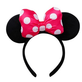 JORCEDI Big Bow Mouse Deluxe Ear headband For Adult Women Girls Cosplay Costume Celebration Party (Rose Red)
