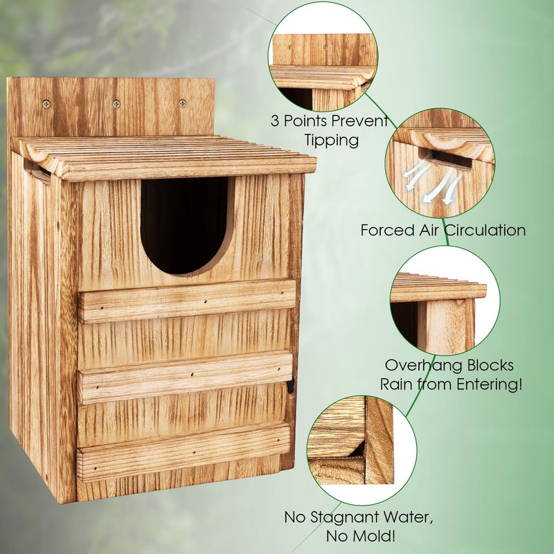 TAGEPUJIE Owl House, Large Wooden Owl Nesting Box for Outside