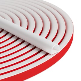 Bantie 20FT Weather Stripping Door Seal Self Adhesive Weather Strip Silicone D Shaped Seal Strip for Door Frame/Window Seal (20FT White 3/8" W × 5/16" T)