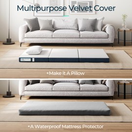 LINSY LIVING Folding Mattress, 4 Inch Trifold Mattress with Washable Tencel Cover, Single Memory Foam Mattess, Foldable, Portable, Easy Storage Sofa Bed, Single Size, 74" * 25"