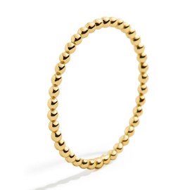 Me&Hz Stackable Bead Rings 1.2mm Thin 14K Gold Plated Rings for Women Cute Tiny Dot Ball Beaded Stacking Band Rings for Women Midi Thumb Pinky Finger Rings Simple Minimalist Non Tarnish Size 6