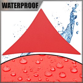 Amgo 10' x 11' x 14.9' Custom Size Red Triangle Waterproof Sun Shade Sail Order to Make UPF50+ AMTADT16 Canopy Awning, 95% UV Blockage Water Resistant, Backyard Patio Garden (We Customize)