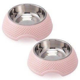 YOMYM 2 Plato para Perro, Acero Inoxidable,TPE Platos para Perro,Rosa Platos para Gato,Fácil de Limpiar Comedero para Perro,Pulcro Comedero para Gato,PrácticoPlato para Gato