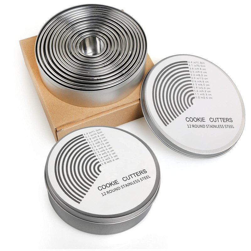 JoyPlus Stainless Steel Cookie Cutters Ring, Pack of 12 Extra
