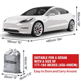 Favoto Sedan Car Cover Waterproof - Custom Fit for Toyota Camry (1996-2014) All Weather for Automobiles Outdoor with Reflective Stripe Snow Sun Dust UV Protection Full Exterior Cover