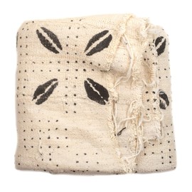 The Bead Chest White Bogolan Mali Mud Cloth - Handmade African Textile from West Africa - 40x64 Inches - Ideal for Home Decor, Boho Throw Blanket, Upholstery, or Crafts