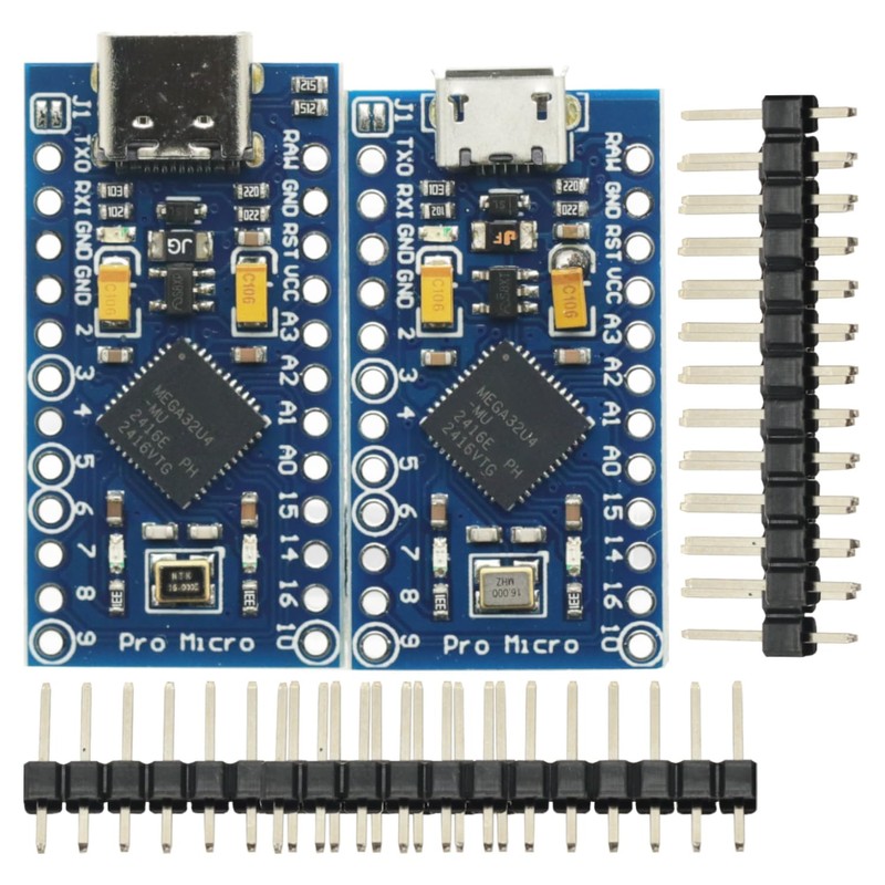 2 Pack Micro/Type-C USB ATMEGA32U4 Module 5V 16MHz Development Board