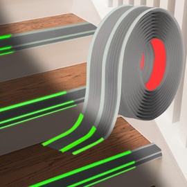 [Glow in The Dark] Stair Edge Trim Protector, Rubber Anti-Slip Stair Nosing, Waterproof & Self-Adhesive Stair Edge Protector for Indoor & Outdoor Safety (Grey, 3.3FT)
