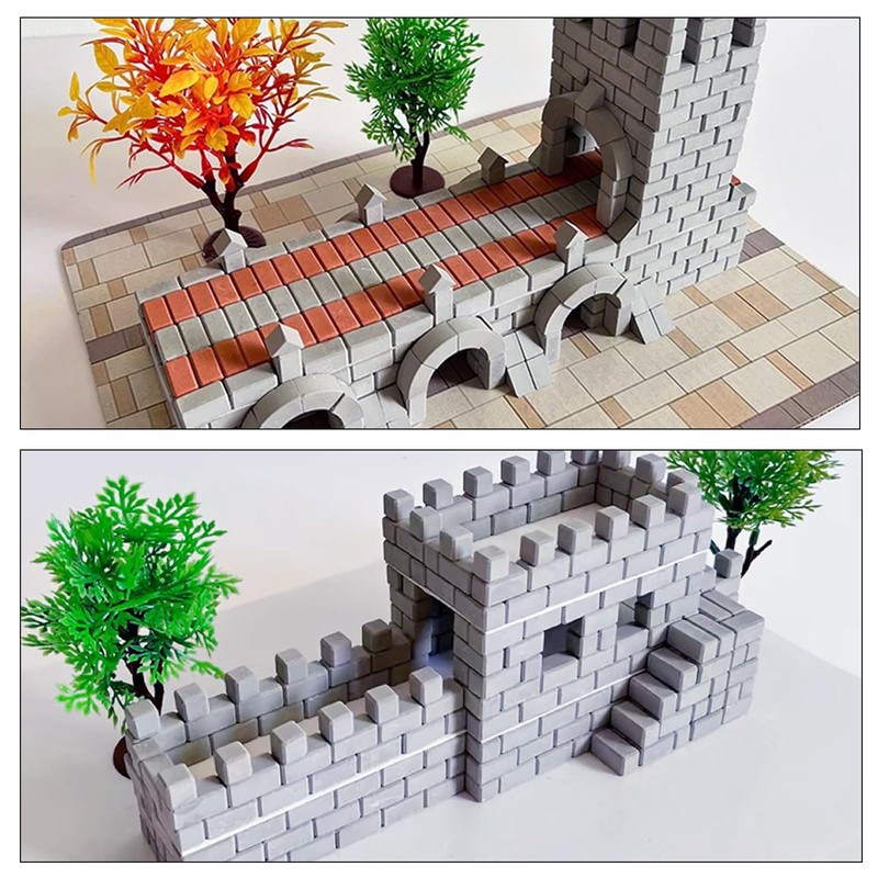 Attuslla Pack of 300 Mini Scale Bricks, Miniature Bricks, 1:35