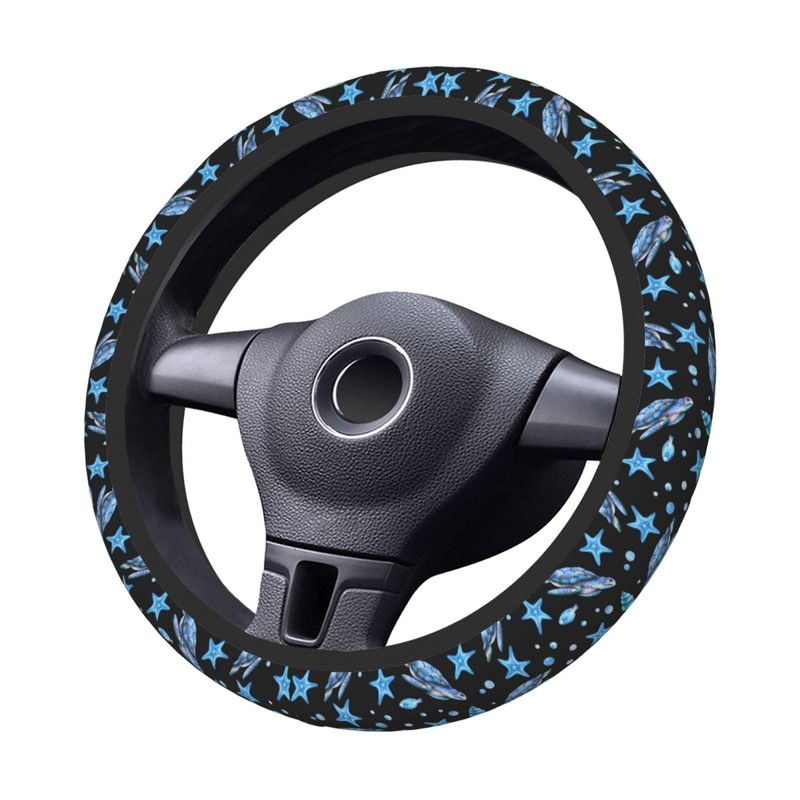 Sea Turtle Steering Wheel Cover for Women Elastic Rubber Steering
